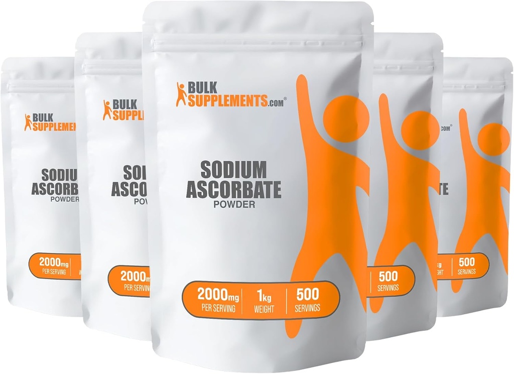 BulkSupplements.com Sodium Ascorbate Powder - for Immune Support, Sodium Ascorbate Vitamin C - Buffered Vitamin C, Gluten Free, 2000mg per Serving, 5kg (11 lbs) (Pack of 5)