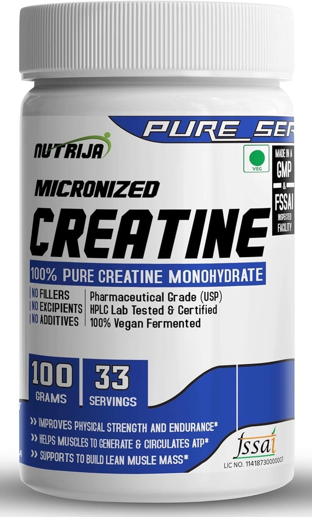 Pure Micronized Creatine Monohydrate Poudre- 100grammes de supplément d'entraînement pré/post pour la réparation et la récupération musculaire