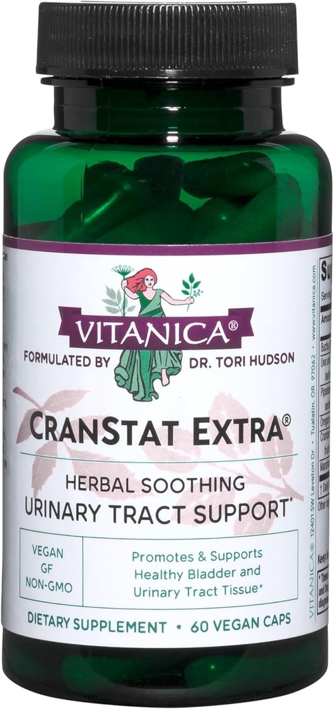 Vitanica CranStat Extra, soutien du trac urinaire, végétalien, 60 capsules