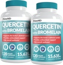 28-en-1 Quercetin avec supplément de bromelain - Quercetin 500mg Capsules pour le soutien quotidien de défense immunitaire - Quercetin avec vitamine C et zinc pour les adultes enrichis en vitamine D (120 ct, paquet de 2)
