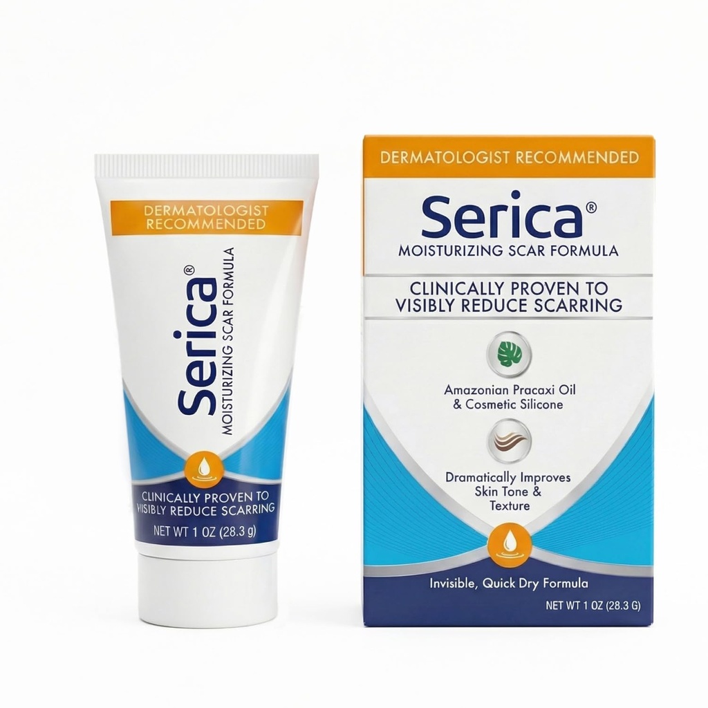 Formule de silicone avancée Serica Scar Gel, réduit visiblement l'apparition de cicatrices de chirurgie, d'acné, de blessures - Résultats cliniques prouvés, 1oz
