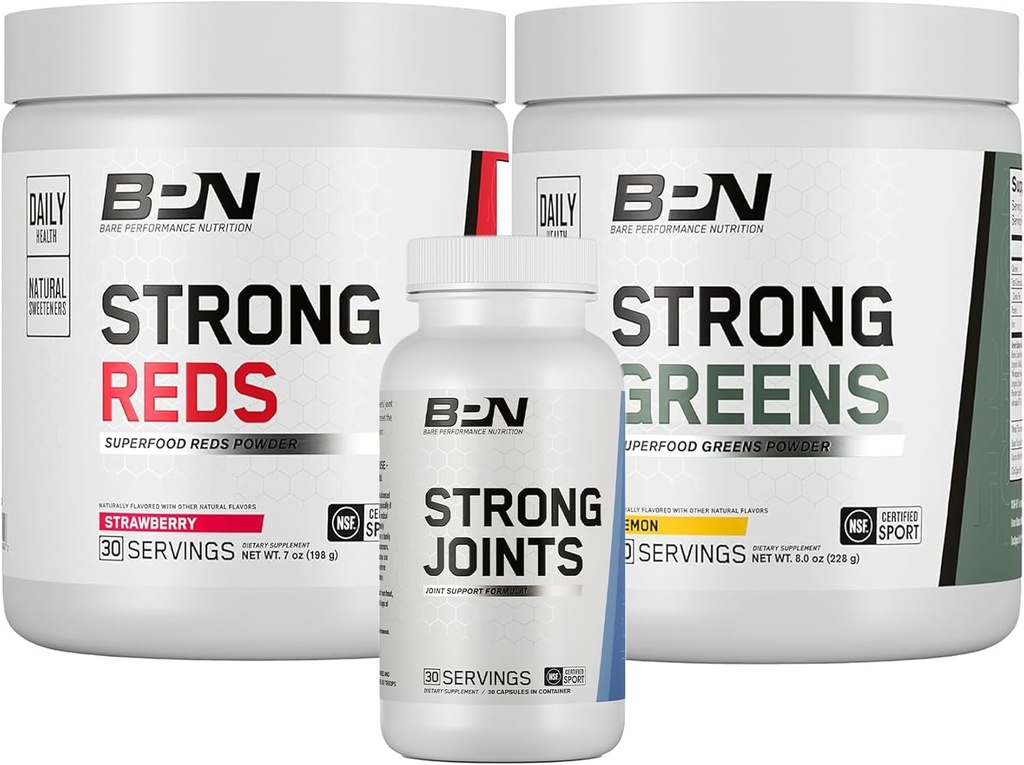 BARE PERFORMANCE NUTRITION BPN Health & Wellness Bundle, Rouges forts, Verts forts Citron, articulations fortes