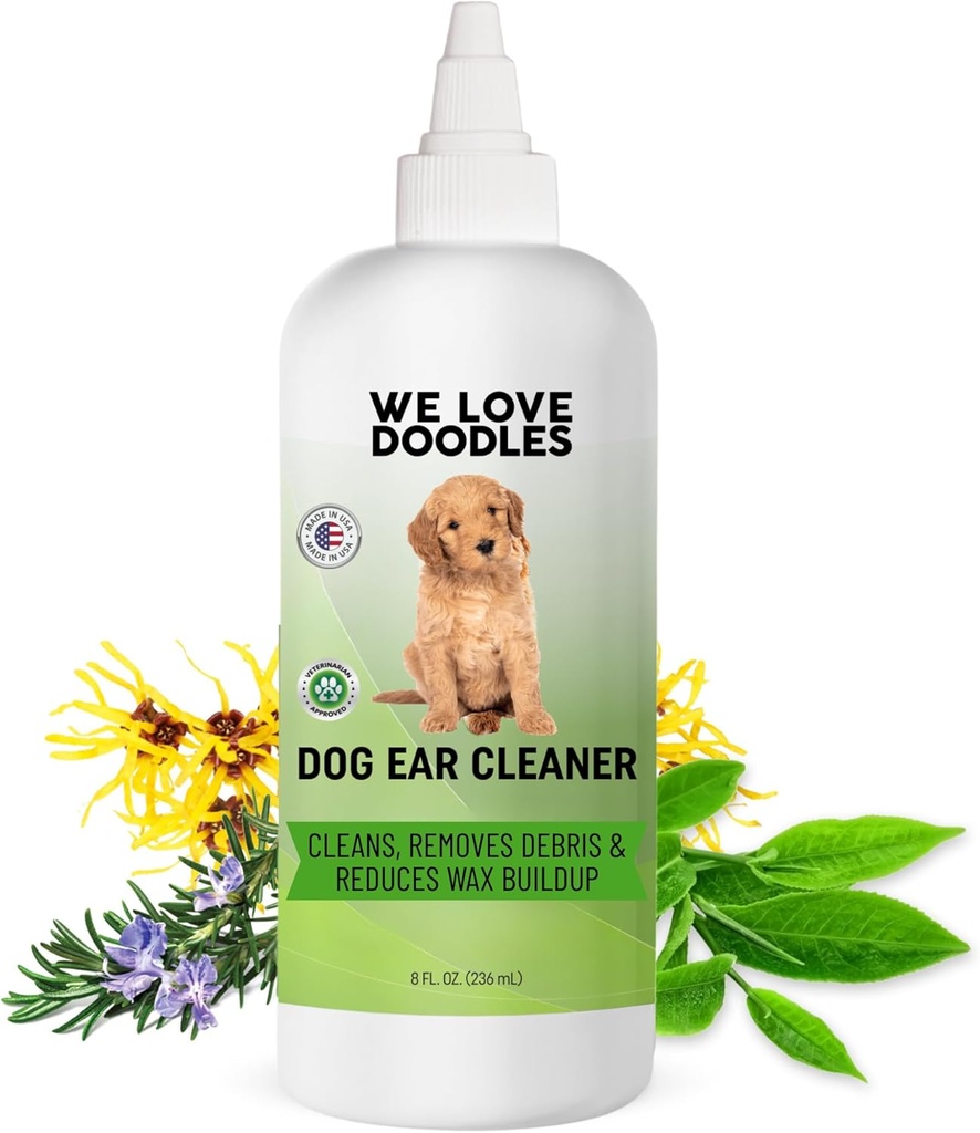 We Love Doodles Dog Ear Cleaner | Ear Wash for Dogs | Made in USA | Natural | Clean Ear Drops | Prevents Infection, Itching & Odor | Puppy Ear Cleanser | Pet Cleaning Ears Solution