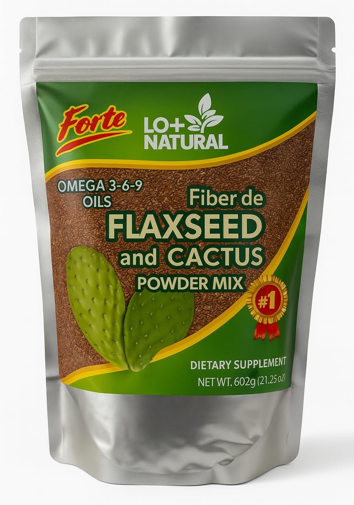 Linaza con Nopal Forte – 8 oz – 100% naturel Linseed & Nopal Cactus Poudre – Fibre-Rich Support digestif – Complément alimentaire de mélange au sol – végétalien et non-OGM