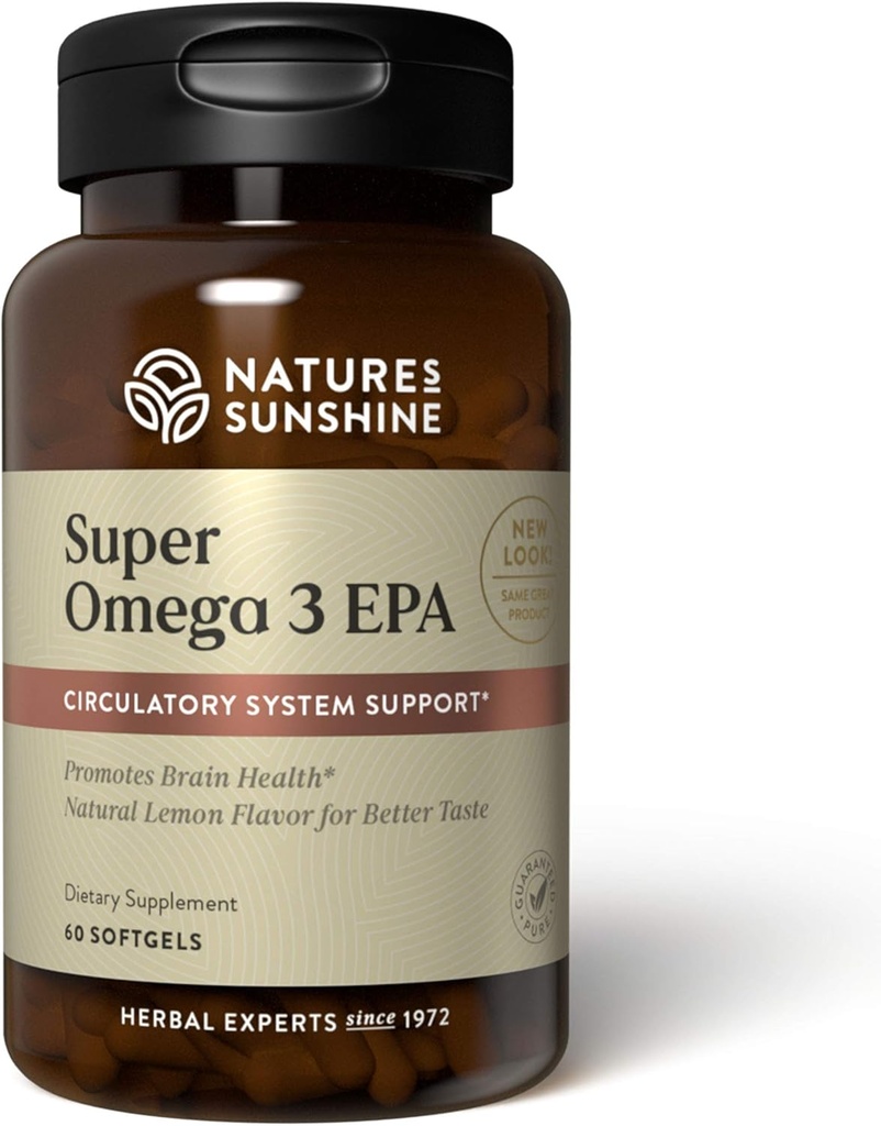 Nature Sunshine Super Omega 3 EPA 60 capsules en softgel [Pack de 2]