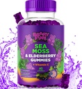 Gommies de mousse de mer et mûre - Vitamine C + zinc – supplément de force Immune et thyroïde soutien booster ours gommy pour les enfants et les adultes - 60 Gommies Seamoss - Fabriqué aux États-Unis