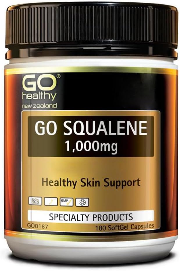 Go Healthy Go Squalene Skin Support, Antioxydant Protection, Cholestérol Level Support 1000mg 180 Softgel Caps