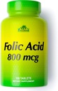 ALFA VITAMINS Acide folique 800 mcg Supplément prénatal, soutient la santé cardiovasculaire, les fonctions du corps et du cerveau, la formation de globules rouges et le développement foetal sain, supplément alimentaire, 100 comprimés