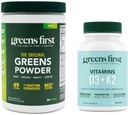Greens First - Mint - 30 portions - Greens Powder Superfood, 49 Superfoods, 15+ Fruits et légumes biologiques, sans produits laitiers, végétaliens et non OGM - 9,86 oz et D3+K2 Vitamines, 60 capsules végétales