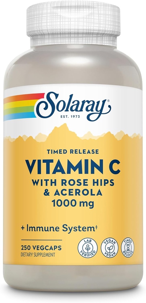 SOLARAY C Supplément de libération à deux étages, 1000mg, 250 Nombre
