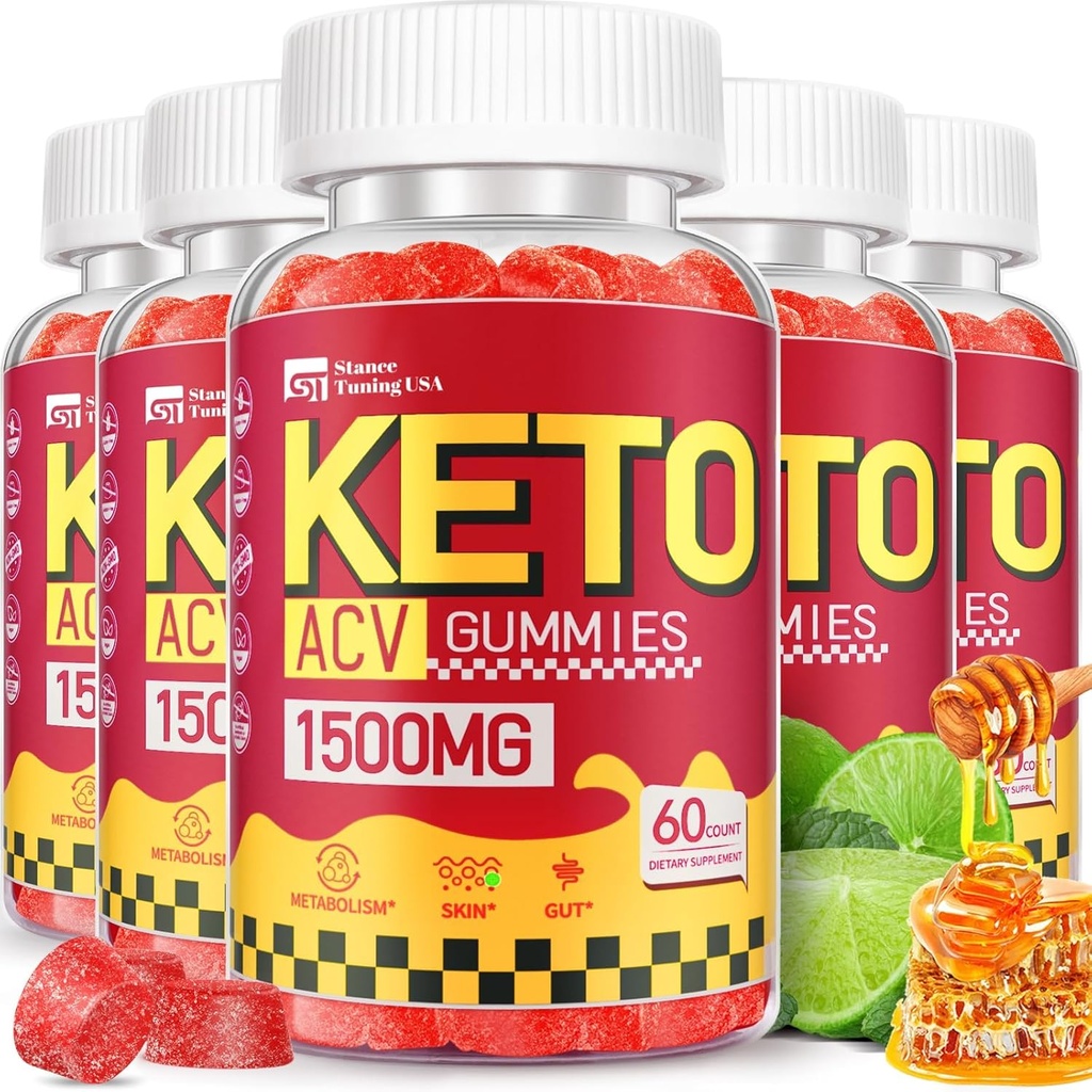 Keto ACV Gummies - 1500MG ACV Keto Gummies for Women Men - Apple Cider Vinegar with Mother, Probiotics, Vitamins B6 B12 for Gut Digestion - Vegan & Non-GMO,5 Pack