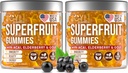 2 Pack - Gommies de fruits multivitamines Vitamines A, C, D & E pour les adultes et les enfants - Gommy de superfruit pour les femmes et les hommes avec Goji, Elderberry - soutient l'immunité, la digestion et l'énergie - 60 Gommies de légumes à croquer
