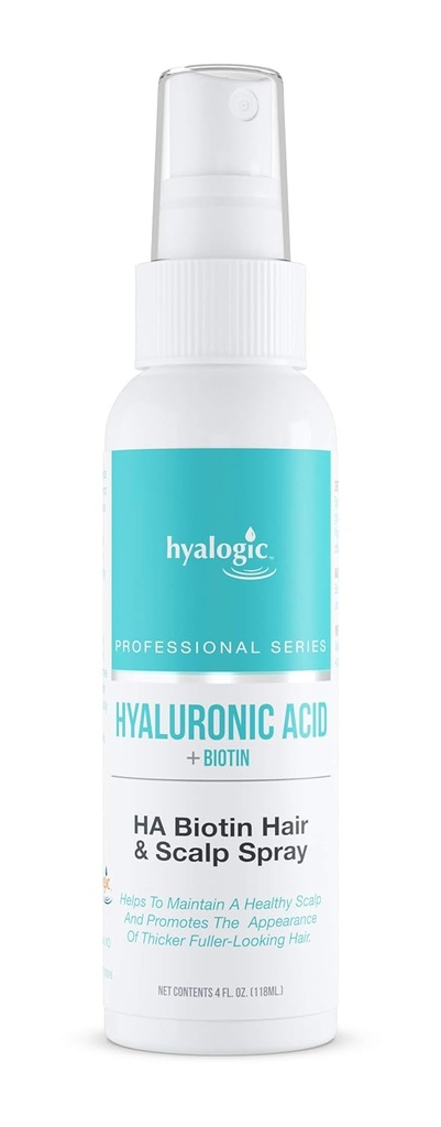 Hyalogic Biotin Hair Growth Spray with Hyaluronic Acid - Professional Hair Product for Thinning Hair - Healthy Scalp Hydration, Non-Greasy, Volumizing Hair Product (4 Fl oz)