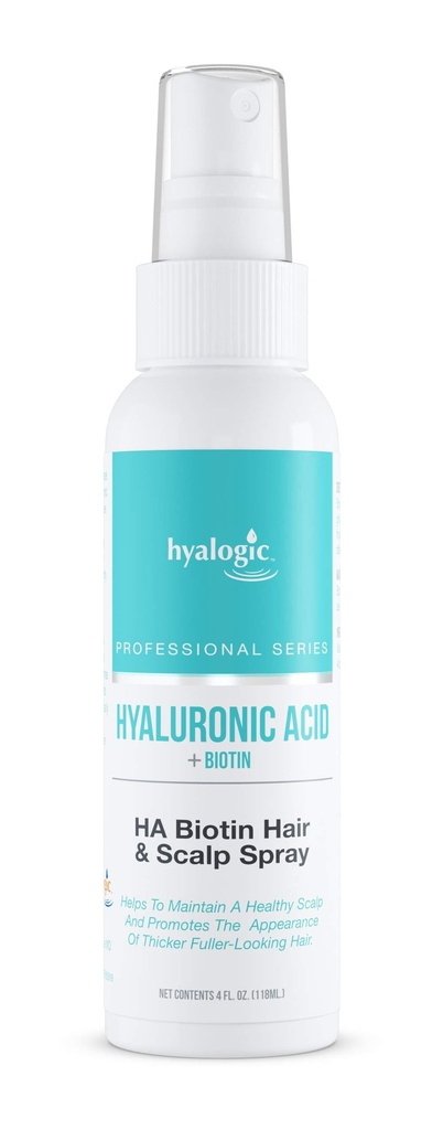 Vaporisateur de croissance capillaire Hyalogic Biotin avec acide hyaluronique - Produits capillaires professionnels pour cheveux minces - Hydratation saine des scalp, produits capillaires non gras et volatils (4 Fl oz)