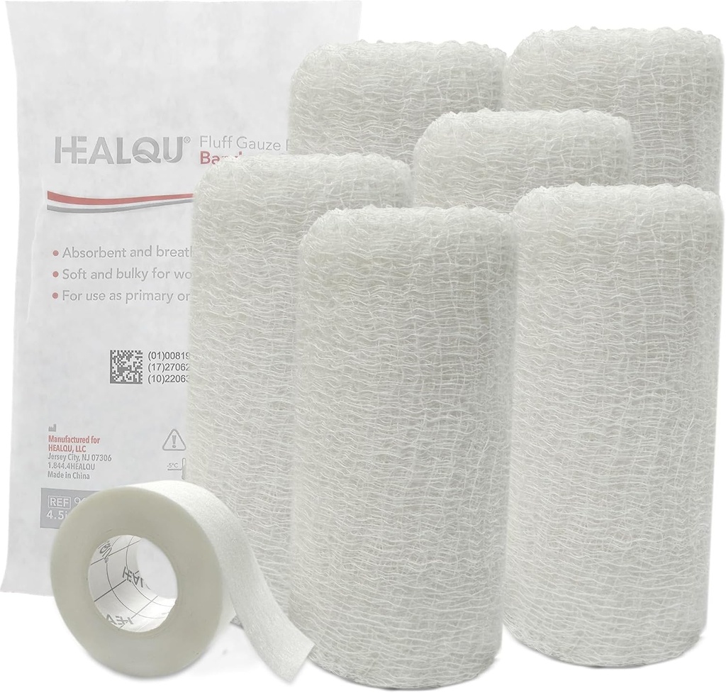Kerlix Gauze Bandeaux - 4 1/2 en x 4,1 Yds, 6 Ply - 6 Pocuhes stériles simples- Absorbence supplémentaire - Sans latex, grade de l'hôpital en coton fluff Bandage Style de ridule - pour les soins de la plaie et les premiers soins