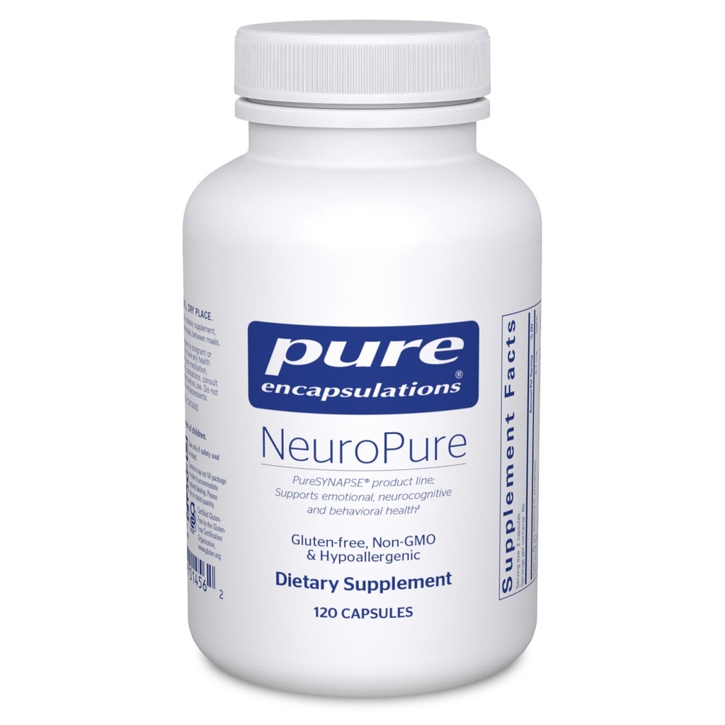 Encapsulations pures Supplément hypoallergénique NeuroPure de 120 Capsules avec un soutien amélioré pour le soulagement du calme et du stress