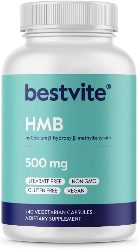 BESTVITE HMB 1000mg per Serving (240 Vegetarian Capsules) - No Stearates - Vegan - Non GMO - Gluten Free - HMB Supplement