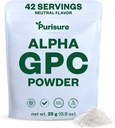 Purisure Alpha GPC Powder, 25 g, Supplément pur Alpha GPC Choline pour le cerveau et le focus, Suppléments CDP Choline pour la performance de mémoire et la concentration, Pas de remplissage, Non-OGM, Offre 42 services