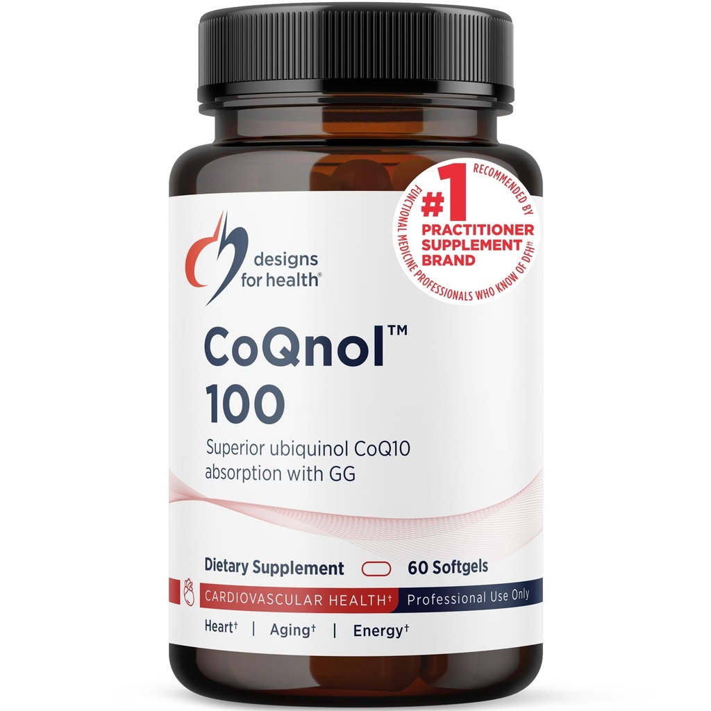Conceptions pour la santé CoQnol 100mg - CoQ10 Ubiquinol avec biodisponibilité supérieure + technologie d'absorption exclusive - Double CoenzymeQ10 Boost avec GG - Coeur, Vieillissement en santé + Soutien cellulaire (60 Softgels)