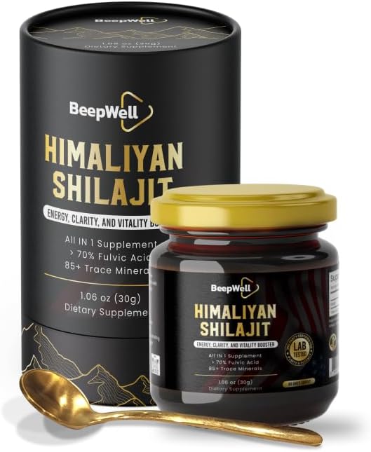Générique BeepWell Shilajit Resin – Pure Organic Himalayan Shilajit Resin Naturel Hommes Femmes Chilajil 70% Acide Fulvic 85+ Trace Minerals 60 portions 1,06 oz