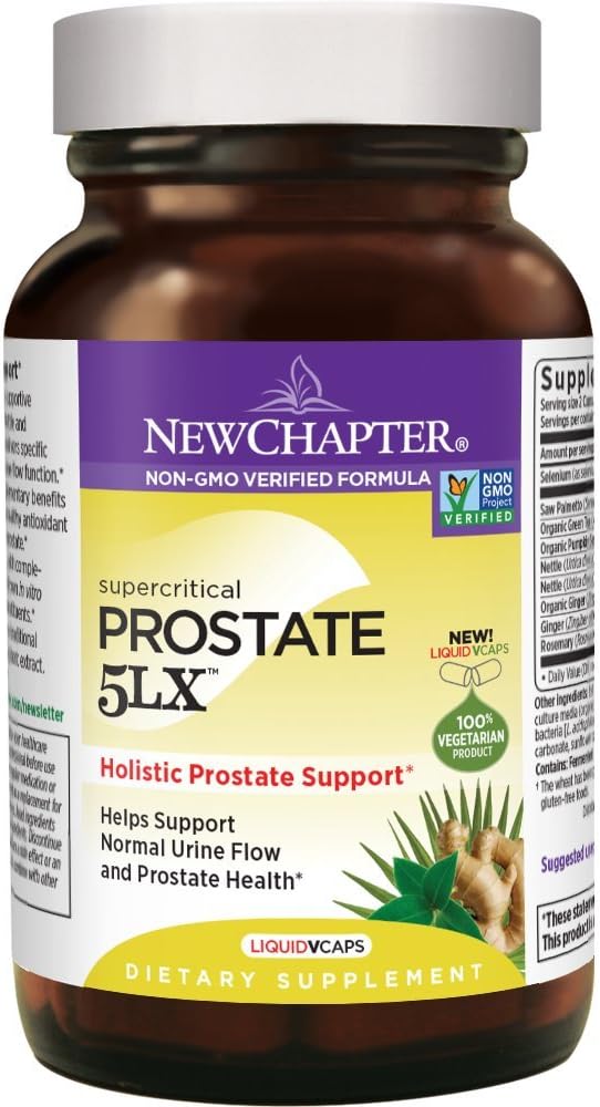 Nouveau Chapitre Prostate 5LX Supplément avec Saw Palmetto Plus Sélénium Capsule végétarienne, 180 Compte
