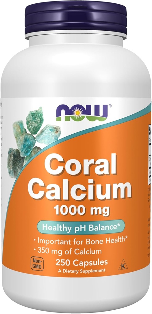 NOW Foods Supplements, Coral Calcium 1,000 mg, Bone Health*, Healthy pH Balance*, 250 Veg Capsules