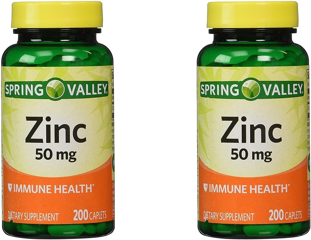Spring Valley Zinc 50 mg, 200 Ct (2 paquets)