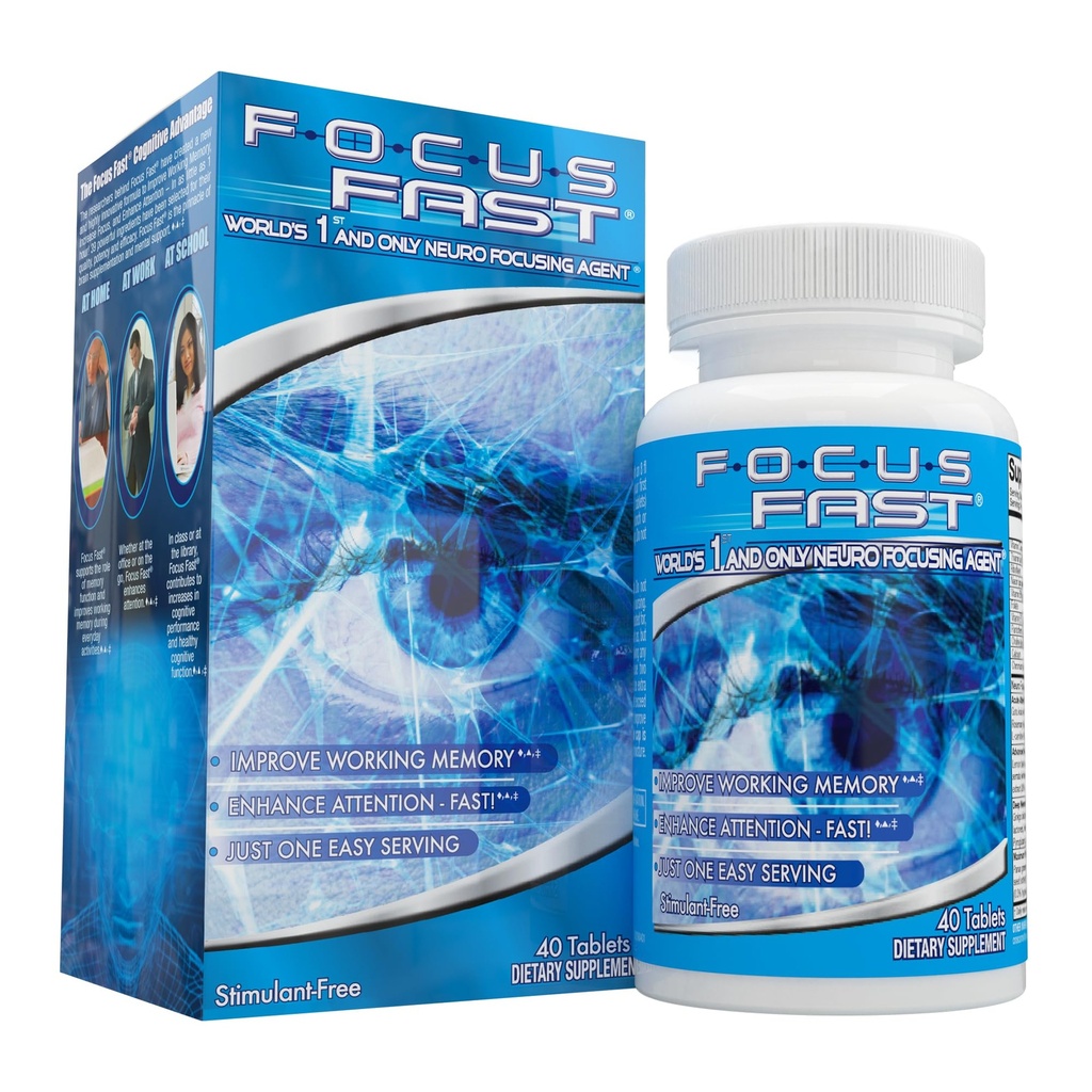 Focus Fast Cerveau Supplément - Améliorer la mémoire de travail, améliorer la focalisation, stimuler la cognition en aussi peu que 1 heure. Caféine/Stimulant Sans Nootrope