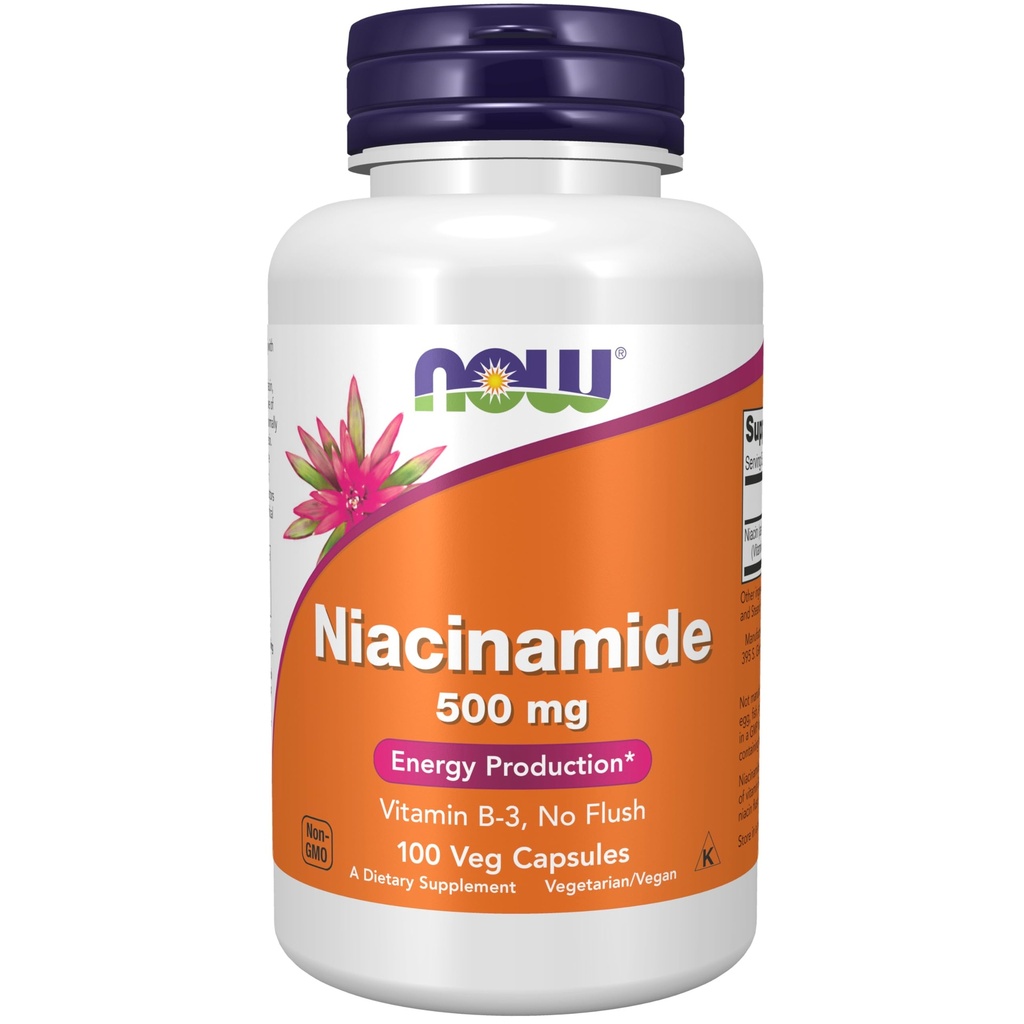 MAINTENANT Aliments suppléments, Niacinamide (vitamine B-3) 500 mg, Production d'énergie*, 100 gélules