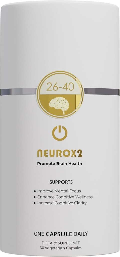 26-40 Groupe d'âge concentré, Supplément nootrope santé cérébrale, 30 Compte, pour les hommes et les femmes - Sans caféine, sans gluten, sans soja, capsules de Focus & Clarity pour le soutien mental (26-40)