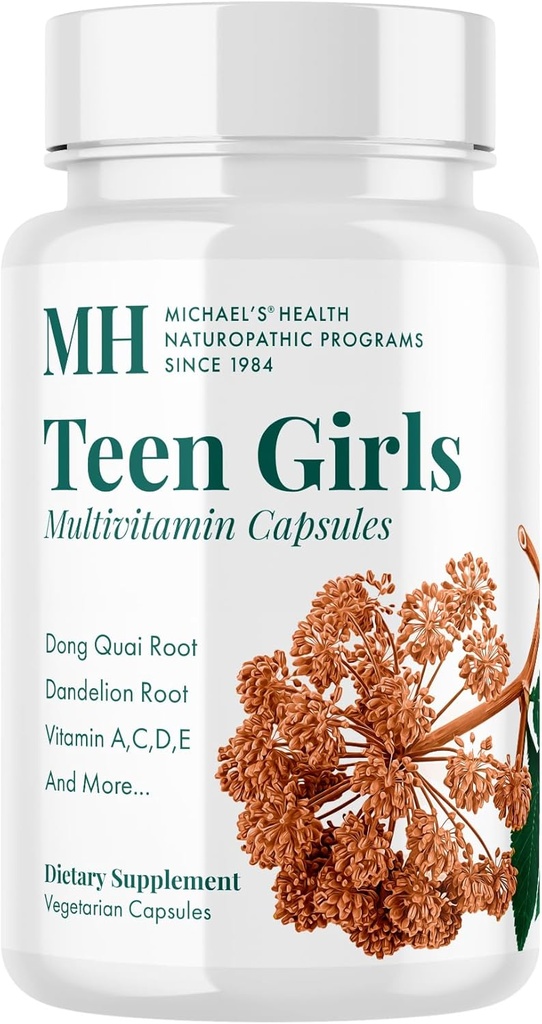 MICHAEL'S Health Naturopathic Programs Teen Girls Multivitamin - 120 Vegetarian Capsules - Nutrients for Healthy Growth & Development - Kosher - 60 Servings