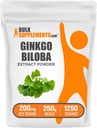 BulkSupplements.com Poudre d'extrait de Biloba de Ginkgo - de la feuille de Biloba de Ginkgo, source antioxydante, supplément à base de plantes - sans gluten, 200mg par portion, 250g (8,8 oz) (paquet de 1)