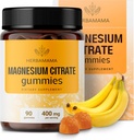 HERBAMAMA Calm Magnésium Gommies - 400mg Citrate de magnésium pour le soutien de la relaxation - Vegan, Supplément calmant non-OGM pour les adultes - 90 Pectines à base de bananes aromatisées