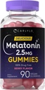 Carlyle Melatonin 2,5 mg Gummies (90 mg) Comte (90 mg) Supplément Gummy de Berry Flavor Végétalien, non OGM, sans gluten