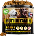 Suppléments de multivitamines pour chiens 20-en-1 - Immunité, digestion, soutien de santé articulaire et cardiaque - Vitamines naturelles pour chiens avec biotine, Msm, canneberge, glucosamine pour chiens - 180 Chews