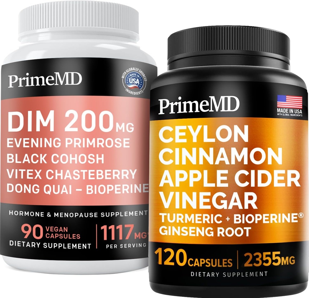 Ceylan Cinnamon (1pk) et soutien à la ménopause (1pk) Supplément - Vitamines potentielles pour le cœur, le métabolisme, l'hormone et le soutien immunitaire - non-OGM, végétalien, sans gluten