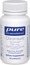 Encapsulations pures Chromium (Picolinate) 200 mcg. Supplément hypoallergénique pour le métabolisme des lipides et des hydrates de carbone en santé