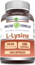 Formules étonnantes L-Lysine 500 mg Capsules Amino Acid Supplement.