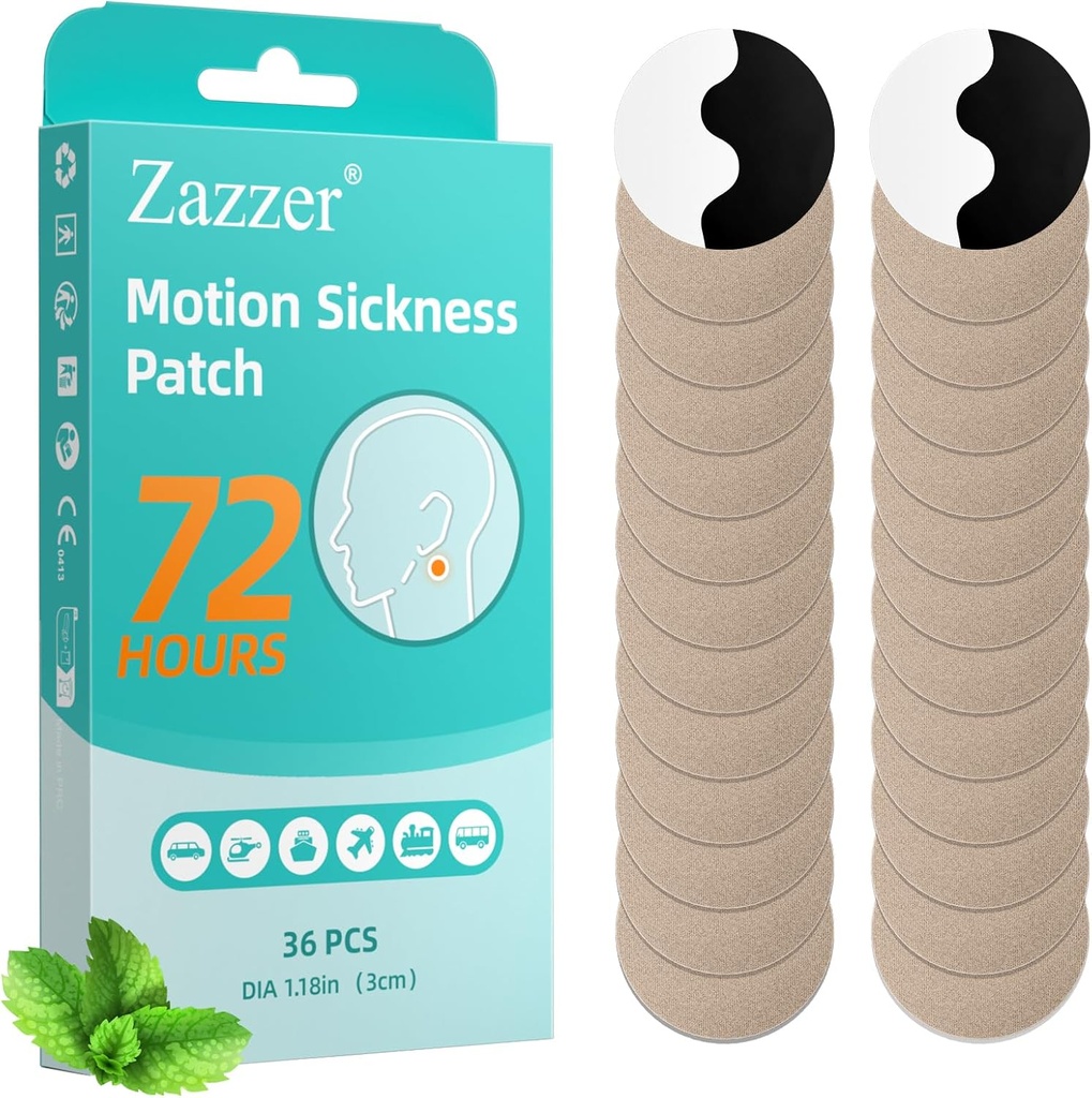 Biykog Motion Maladie Patches, Maladie de la mer Patch pour voitures et bateaux, croisières et voyages d'avion-pour adultes et enfants (36 comte)
