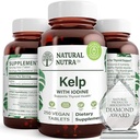 Supplément de soutien naturel à la thyroïde de Nutra Kelp Iodine, renforce le système immunitaire, et régule le métabolisme, le Kelp de mer végétalienne, non OGM, extrait d'algues de source atlantique, 225 μg, 250 comprimés (paquet de 2)