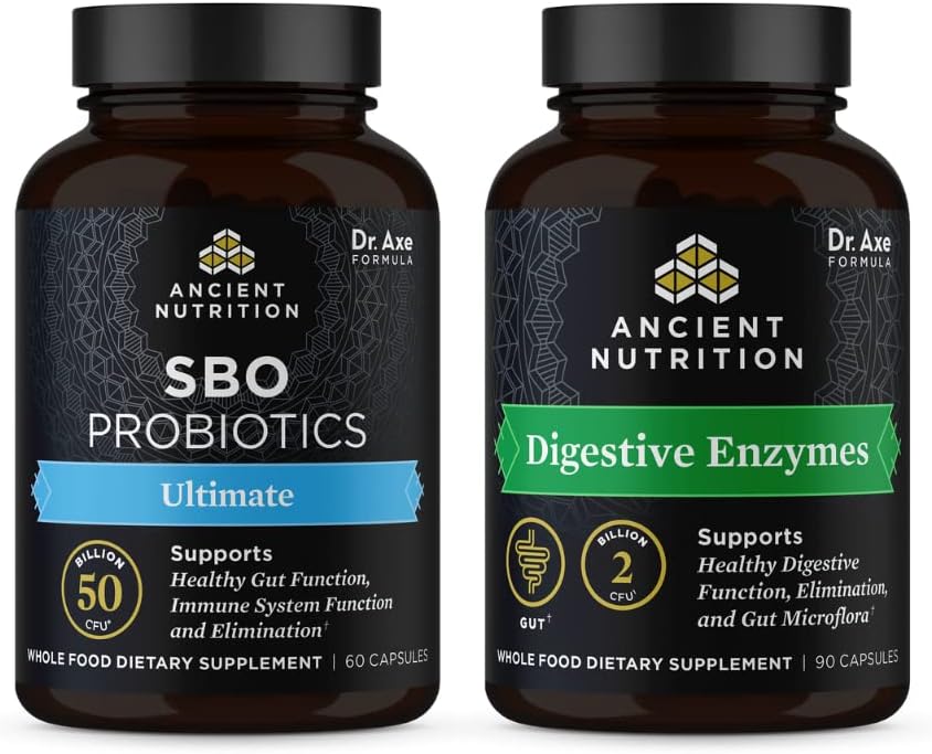 La nutrition ancienne SBO Probiotiques Capsules, Ultimate, 60 Compte + Enzymes digestifs Capsules, 90 Compte
