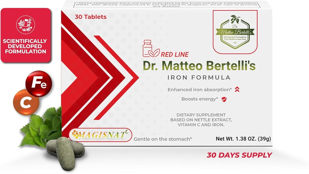 Formule de fer du Dr Matteo Bertelli (30 comprimés) - Extrait de lait, vitamine C, fer