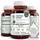 Supplément naturel de magnésium à croquer Nutra avec citrate et chélate pour les enfants et les adultes, favorise un meilleur sommeil, meilleur chétif de Mag pur pour les muscles, Nerve, os et santé cardiaque, 125mg, 50 Wafers végétaliens