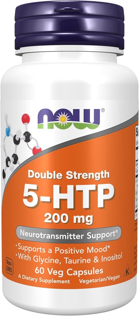 MAINTENANT compléments alimentaires, 5-HTP (5-hydroxytryptophane) 200 mg, double résistance, soutien aux neurotransmetteurs*, 60 gélules