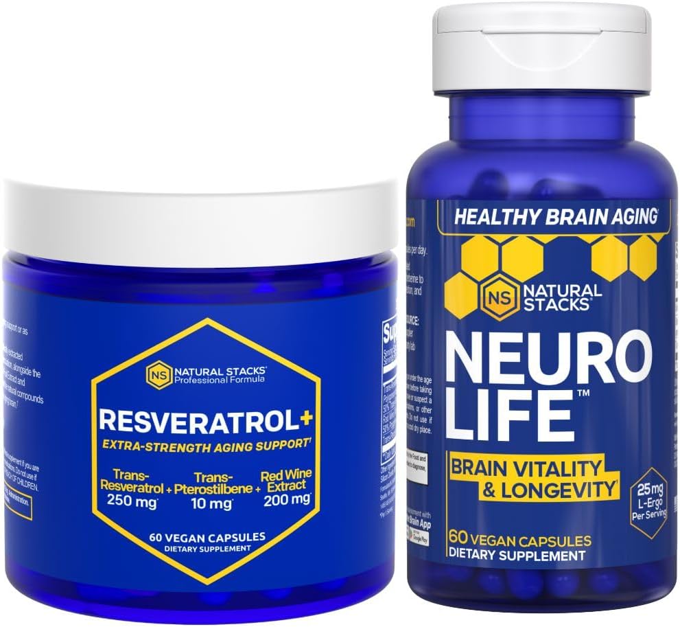 PERSONNES NATURELLES Supplément NeuroLife & Resveratrol Bundle - Soutient la longévité et le vieillissement du cerveau* - 120 Capsules totales
