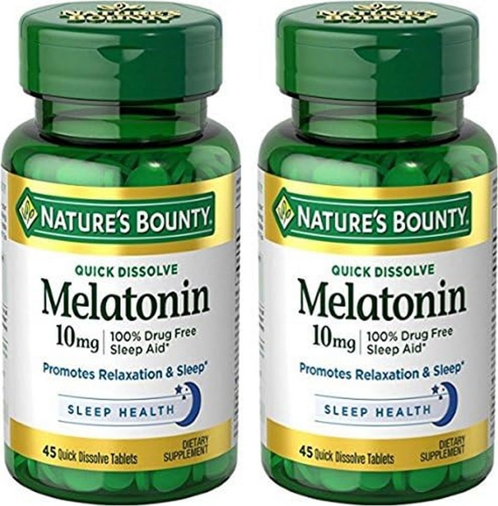 Comprimé à dissolution rapide de la mélatonine de Bounty de la nature, 45 comtes (paquet de 2)