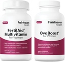 FertilAid pour femmes et ovaboost Combo, supplément de fertilité féminine et vitamine de fertilité naturelle avec Myo-Inositol, Vitex et vitamines pour soutenir l'ovulation, la régularité du cycle et la qualité des oeufs, 1 mois d'approvisionnement