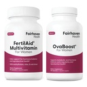 FertilAid pour femmes et ovaboost Combo, supplément de fertilité féminine et vitamine de fertilité naturelle avec Myo-Inositol, Vitex et vitamines pour soutenir l'ovulation, la régularité du cycle et la qualité des oeufs, 1 mois d'approvisionnement