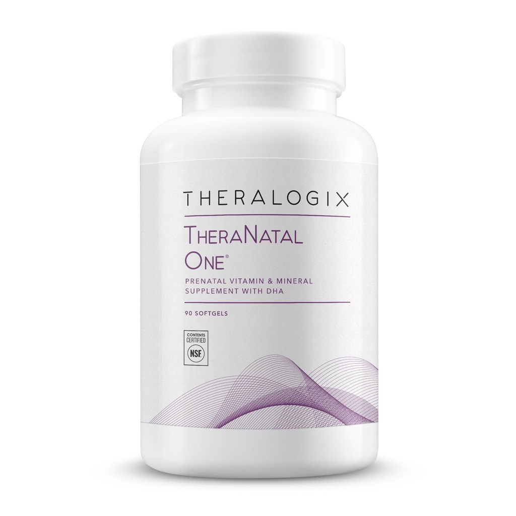 Theralogix TheraNatal One Vitamine prénatale - Approvisionnement de 90 jours - Multivitamine prénatale avec DHA, vitamine D3, folate méthylé, fer et plus pour soutenir une grossesse saine* - Certifié NSF - 90 Softgels