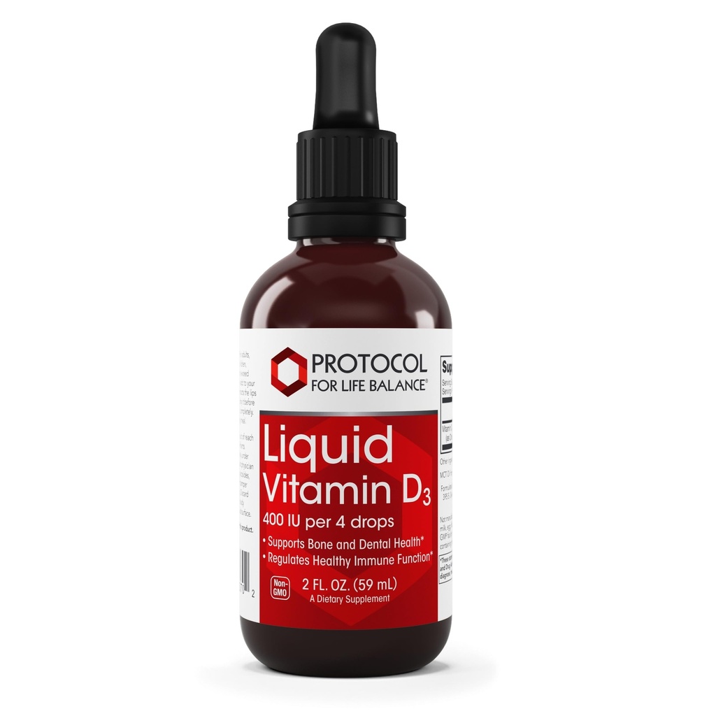 PROTOCOLE POUR LA BALANCE VIE - Vitamine liquide D-3 - Soutient l'absorption de calcium, la santé osseuse et dentaire et la fonction immunitaire dans les gouttes faciles à administrer - 2 fl oz (60 mL)